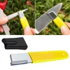 Autres accessoires de couteaux Aiguiseur de ciseaux de cisaillement de jardin de poche de pierre à aiguiser en métal avec couvercle de poche rapide Sharp