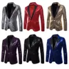 Men Sequins Blazer Designs Plus Size 2XL Black Velvet Gold Sequined Suit Jacket DJ Club Stage Party Wedding Clothes 240118