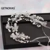 Grampos de cabelo pérolas headbands para mulheres meninas noiva casamento hairbands flor branca tiaras e coroas acessórios para cocar