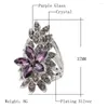 Cluster Rings Kinel Fashion Crystal Flower For Women AAA Purple Glass Tibetan Silver Wedding Finger Ring Fine Jewelry Bague