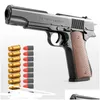 Gun Toys M1911 Eva mousse souple fléchettes Blaster jouet pistolet tir manuel lanceur rose avec silencieux pour enfants enfants garçons cadeau d'anniversaire 002