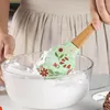 Baking Tools Printed Pattern Cake Scraper Silicone Cream Pastry Spatula Wooden Handle Butter Spreader Kitchen Batter Pies Blender