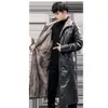 Mink Coat Medium Length Knee Mens Winter Designer Thick and Light Luxury Business Leisure Whole Leather QWGB