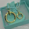 Tiffanyjewelry Altın Kolye Tasarımcısı Kadınlar için Mücevher Mücevherleri T1 Daire Kolye S925 STERLING Silver High Edition Circle Pürüzsüz Yaka Zinciri Moda ve Simpli