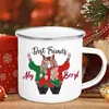 Mugs Friend Printed Mug Enamel Coffee Cups Customizable Handle Drinkware Juice Beer Party Table Decoration Christmas Gifts