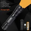 Flashlights Torches Alonefire TK503 Orange Yellow Light LED Tactical Torch Zoomable Self Defense Portable Lantern Camping Lamp