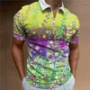 Men's Polos Polo T Shirt For Men 3D Optical Illusion Printing Zipper Short Sleeve Tops Designer Breathable Clothing Summer Hip Hop Golf Wear