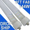 8 ayak LED ampuller, 144W 6500K 18000lm, T8 T10 T12 8ft LED ampul floresan ışık değiştirme, FA8 Tek Pin V şekilli LED tüp ışığı, sütlü kapak