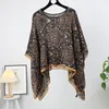 Women's Blouses Fitshinling Vintage Oversize Poncho Women Blouse Print Loose Batwing Sleeve Summer Shawl Blusas Mujer Female Clothing 2024