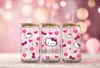 Autocollants de fenêtre mignon Kawaii Kitty chat rose 16oz tasse UV DTF Wrap autocollants de transfert auto-adhésifs impression personnalisée