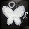 Accesorios de disfraces Pluma Mariposa Hada Alas de ángel para niños Adts Negro Blanco Rojo Rosa Drop Entrega Ropa Disfraces Cosplay Otkmd