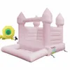 Partihandel Vit och rosa barn Ballpit Liten uppblåsbar studshus Baby Jumping Bouncy Castle Toddler Jumper Bouncer med bollgrop Inkludera Blower Free Ship 002