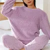 Women's Sleepwear Women Pajamas Set Winter Fleece Velvet 2 Piece Home Suit Fluffy Solid Warm Night Wear