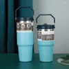 Vattenflaskor 30 oz 900 ml isolerade tumlar bärbara med handtag termisk dryck flaskan läckesäker håll drycker kallt för hemmakontorbil
