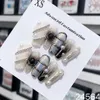 Handgemaakte Y2k pers op nagels Punk Franse luxe ster nagels herbruikbare zelfklevende valse nagels zwarte lange kist kunstmatige manicure 240201