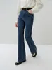 Jeans pour femmes FSLE High Street Style Bootcut pour femmes 2024 Automne Look Slim Pantalon haut Taille décontractée Jean pleine longueur Femme