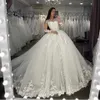 Luxury Ivory Illusion Long Sleeves Wedding Dress 2024 Princess Lace Appliques Beading Ball Gown Bridal GownsCustomed Vestido De Noiva