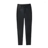 Women's Pants Winter Leather Black Slim High Waist Classic Trousers Pencil Tight Pu Faux For Women 2024