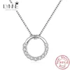 Chokers New Fashion 925 Sterling Silver Jewelry Round Zircon Pendants Halsband Kvinnor Fina Semi Rhinestone Circle Clavicle Chain Choker YQ240201