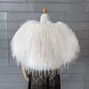 Women's Fur Autumn And Winter Female White Matching Small Coat Fluffy Faux Shawl Wedding Dress Clothing