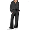 Kvinnors tvåbitar byxor Kvinnor 2 Outfits Sweatsuit Set ActiveWear Workout Fall Overdimensionerade Half Zip Sweatshirt Sweatpant Lounge Tracksuits