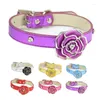 Vêtements pour chiens Collier pour animaux de compagnie Strass Rose Déco Collier de chat Costume pour petite taille Collier en cuir Accessoires Décoration