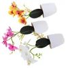 Decorative Flowers 3 Pcs Pastoral 3D Printing Film Feel Phalaenopsis Small Bonsai Simulated Flower Potted Plant Plastic