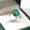 Anello da donna in acciaio inossidabile 316L con giada verde premium Anello semplice e trendy per matrimonio, festa di fidanzamento, accessori per gioielli per uomo, regalo 240201