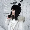 Vinter stickad lei feng hatt kvinnlig söt mongolisk hatt varm öronskydd prinsessa hatt fuktig plysch vindsäker cykel utomhus hatt 240122