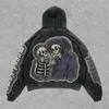 Haruku Skull Print Goth Hoodies Women Oversized Streetwear Hoodie Tops Vintage Sweatshirt Y2k Clothes Grunge Men Clothing 240131