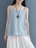 Women's Tanks Chinese Style Summer Zen Solid Color Cotton And Linen Camisole Shirt Button Up Bottom Vest For