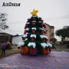 8mH (26ft) With blower wholesale LED lighting giant inflatable christmas tree happy new year decorations with gift boxes And snow on the leaves