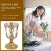 Vases Vase en verre à pied avec cadre en métal Table de table Fleur Vintage Conteneur