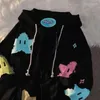 Sweats à capuche pour femmes Harajuku Zip Up Femmes Casual Vintage Star Patchwork Broderie Manches longues Veste surdimensionnée Manteaux Y2k Sweats à capuche