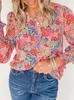 Women's Blouses Elegant And Youth Woman Flower Long Sleeve Shirt Bohemian Floral Print Pullover Top Spring Clothes Ladies 2024