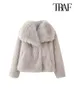 Zakopowana faux furta dla kobiet gruba ciepła płaszcz z długim rękawem snap-button żeńska odzież wierzchnia elegancka topy moda 240122