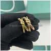 Band Rings Designer Ladies Rope Knot Ring With Diamonds Fashion Rings For Women Classic Jewelry Gold Plated Rose Wedding Wholesale Dr Dhnev