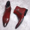 Été véritable cheville noir enterrer pointu hommes robe botte italienne formelle hommes bottes en cuir chaussures