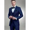 Ternos masculinos Slim Fit Mens Terno Smolking Terno Marinho Azul Noivo Smoking Para Casamento Prom 3 Peça Masculino Moda Jaqueta Colete Com Calças 2024