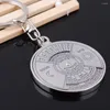 Keychains bil Perpetual Calender 2010 till 2060 Metal Pendant Zinc Eloy English Compass Keychain Men Women Keyring Creative Pendants Ring