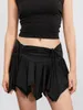 Rokken Vrouwen Gothic Punk Onregelmatige Effen Kleur Trekkoord Tie-Up Ruches Ruches Mini Rok Zomer Korte Y2K Vintage