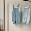 Trousers 2024 Korean Summer Children's Cotton Thin Denim Overall Retro Loose Toddler Pants Girls