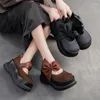 Sapatos de vestido mulheres bombas de couro preto salto alto cunha para artesanal genuíno bowknot doce syle primavera 2024