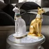 Decorative Figurines Retro Egyptian Cat Resin Sculptures Table Ornaments Accessories Ancient Egypt Anubis Statue Office Home Decoration