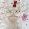 Japonês kawaii pelúcia feminino conjunto de sutiã bonito menina gato confortável dos desenhos animados roupa interior adorável macio estudante lingerie 240127