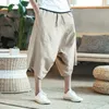 Pantalons pour hommes 2024 Été Hommes Harajuku Harem Vintage Style chinois Coton Lin Joggers Homme Solide Lâche Pantalon de longueur de mollet