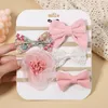 Accesorios para el cabello 5 unids/set Baby Lace Bow Diadema Estampado de flores Bandas de algodón de nailon para niños Niñas No ondas Nacidas