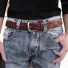 Belts Handmade Wide 3.3CM Retro Thick Genuine Leather Men Belt Single Buckle For Jeans Trouser FP006