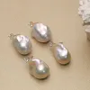 Earrings 100% Natural Fresh Water Pearl 925 Sterling Silver Big Baroque Pearl Earrings 1525mm Simple Classic Zircon Princess style EE