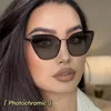 Fashion Brand Design Retro Cat Eye Frame Pochromic Anti Blue Light Computer Women Reading Glasses Farsighted Diopters 0-6 240201